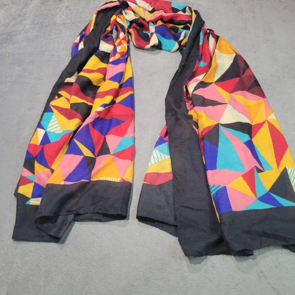 Scarf Women OS Multi Geometric‎ Triangle Abstract Art Deco Lightweight Accessory